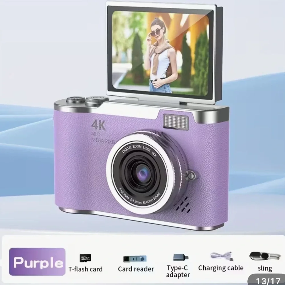 Purple 4K Digital Camera w/ Memory Card
